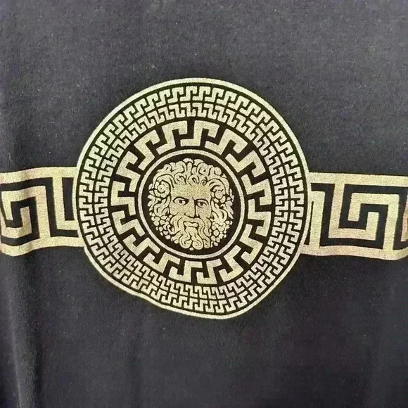 Level Ten Men's Greek Pattern Knit T- Shirt Black Gold XL - Picture 4 of 7